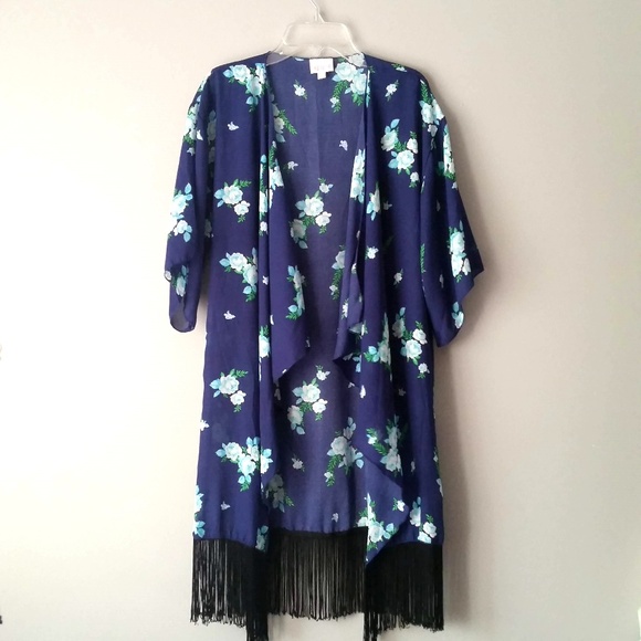 LuLaRoe Sweaters - LuLaRoe Floral Fringe Kimono